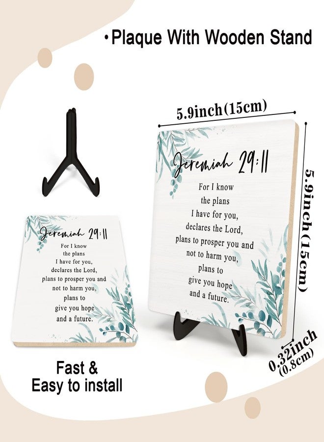 DMADNF Bible Verse Sign, Christian Sign, Table Art Signs, Wooden Sign Desk Decor, Positive Home Décor, Motivational Scripture Gift,Wood Sign Plaque Gift for Women&Men,5.9x5.9inch(JEREMIAH 29:11 White) - Image 3